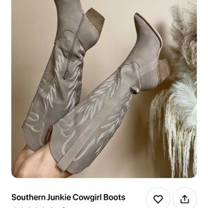 Taupe Heeled Cowgirl Boots
